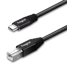 Fasgear USB C Printer Cable 10ft Type C to B Midi Cord Nylon 10ft, Black