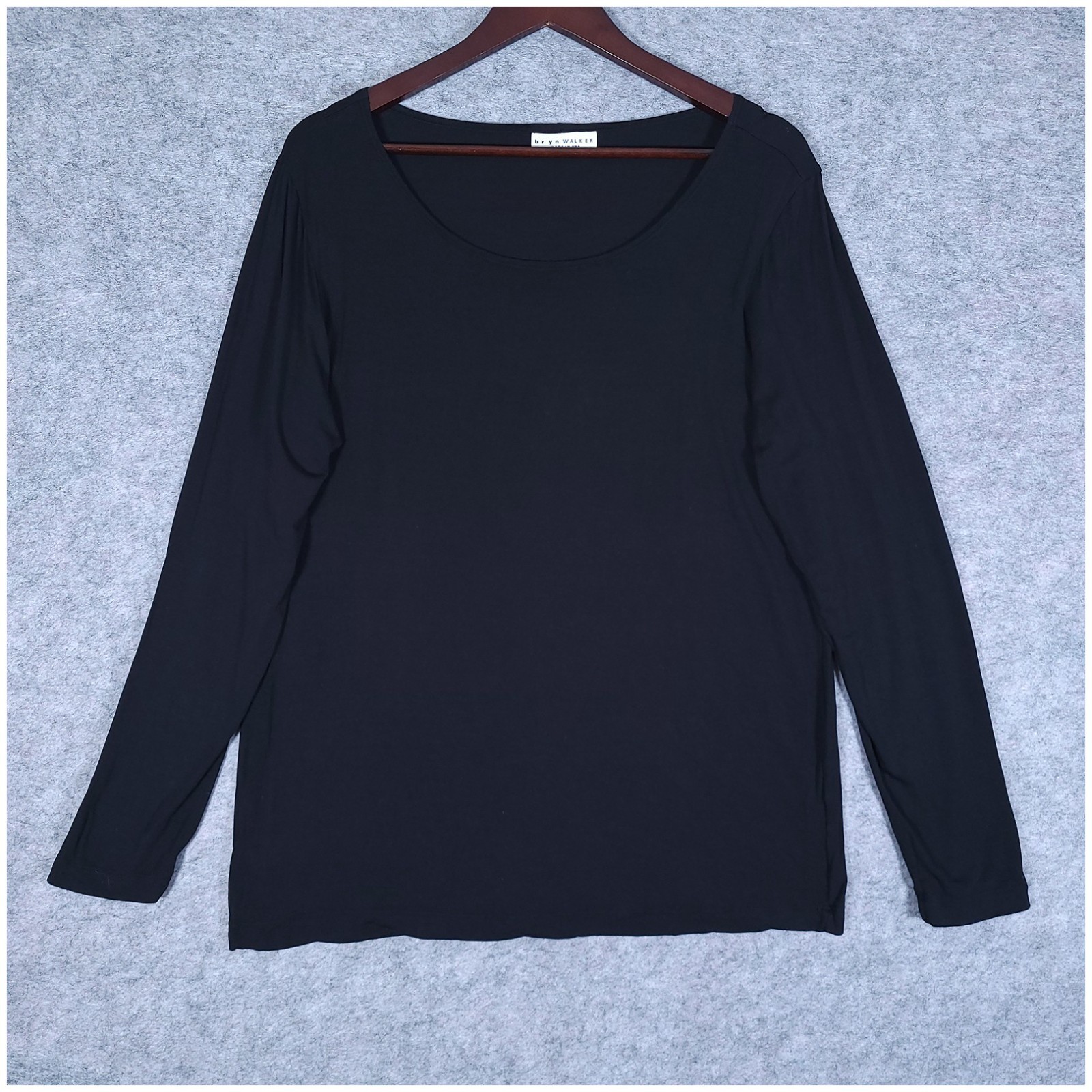 Bryn Walker Black Micro Modal Stretch Long Sleeve Lightweight Top XL USA Made