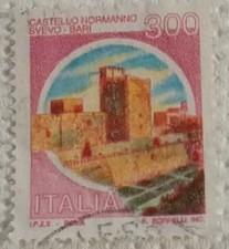 STAMP-CASTLES SERIES-NORMAN CASTLE-SWABIAN-BARI-300 LIRE-1980