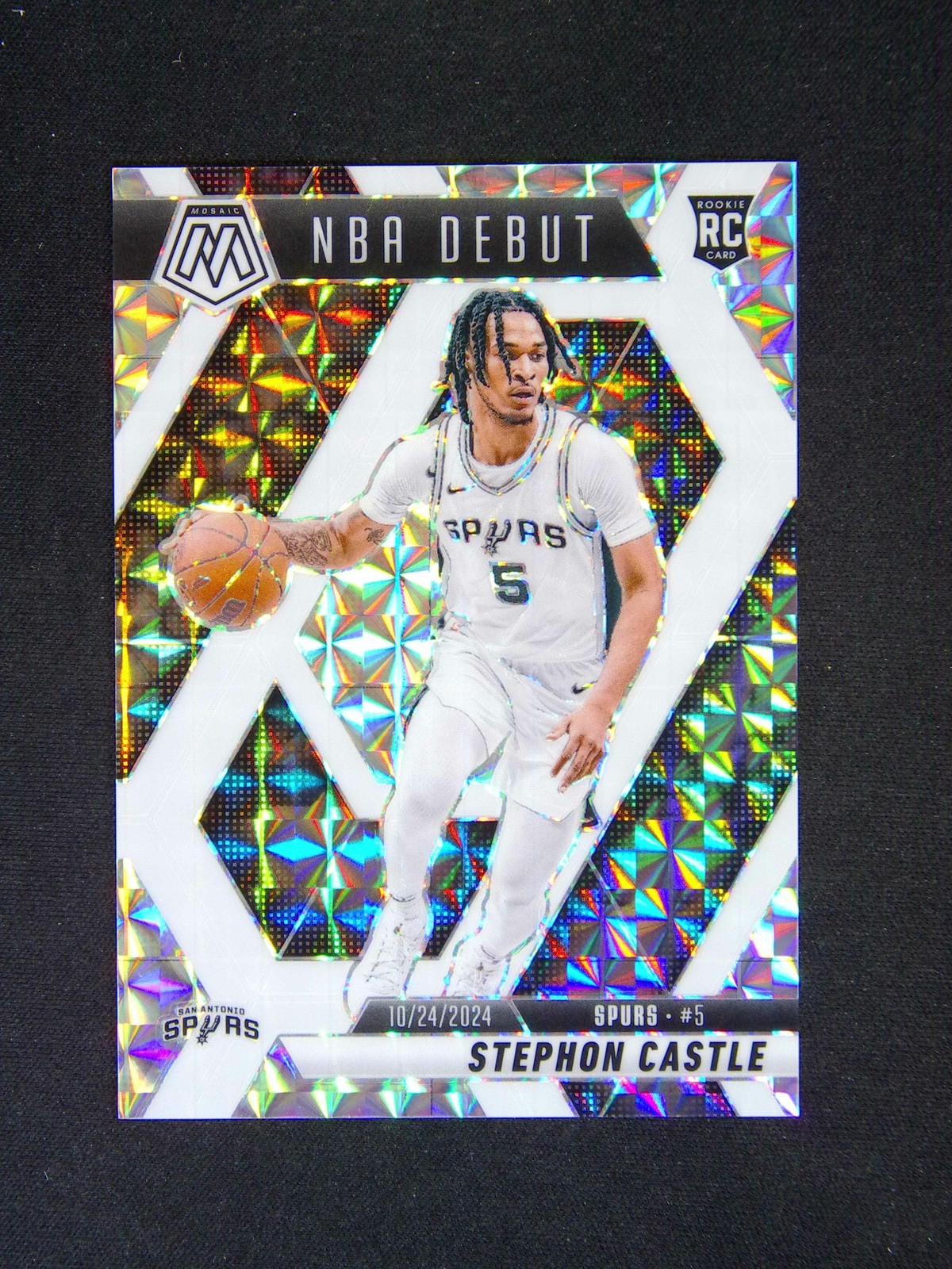 2024-25 Panini Mosaic Stephon Castle #267 RC Rookie NBA Debut White /35