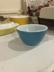 PYREX BLUE/TURQUOISE VINTAGE SMALL MIXING NESTING BOWL—T.M.REG US PAT. OFF