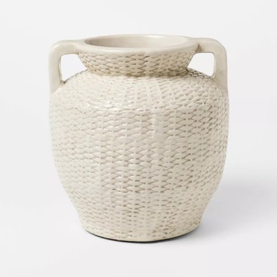 Large Woven Texture Ceramic Vase Cream - Threshold designed with Studio McGee