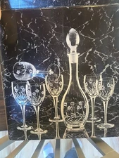Vintage 7 Piece Wine Set Handblown Hand cut Serenade Toscany Collection Romania