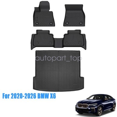 New 3D Model Floor Mats & Trunk Cargo Liner Black For 2020-2026 BMW X6 TPE