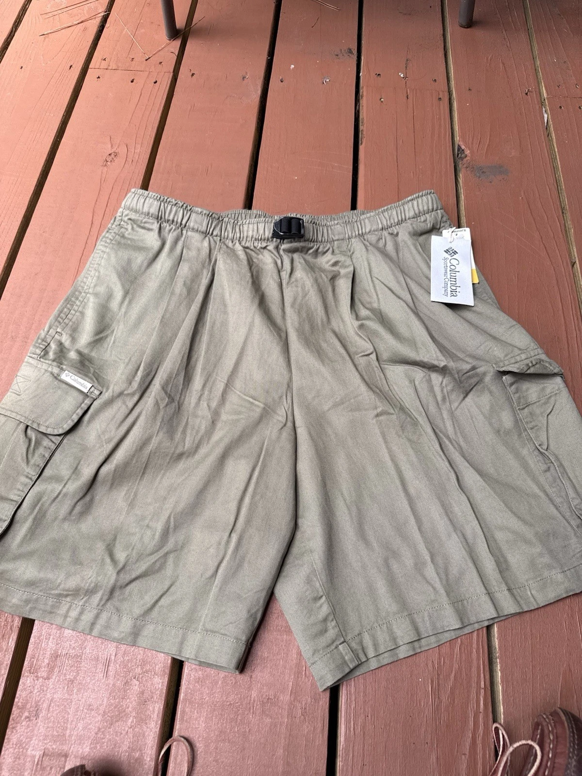 Vintage Columbia Cargo Canvas Shorts Men's Sz XL Fishing Outdoor Hiking Beige