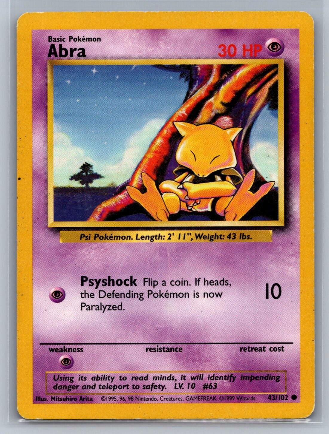 Abra Base Set #043/102 Common Pokemon Card
