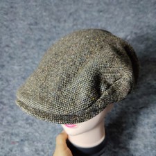 Hanna Hats Donegal Tweed Flat Cap Brown Pure New Wool Made in Ireland Mens Large