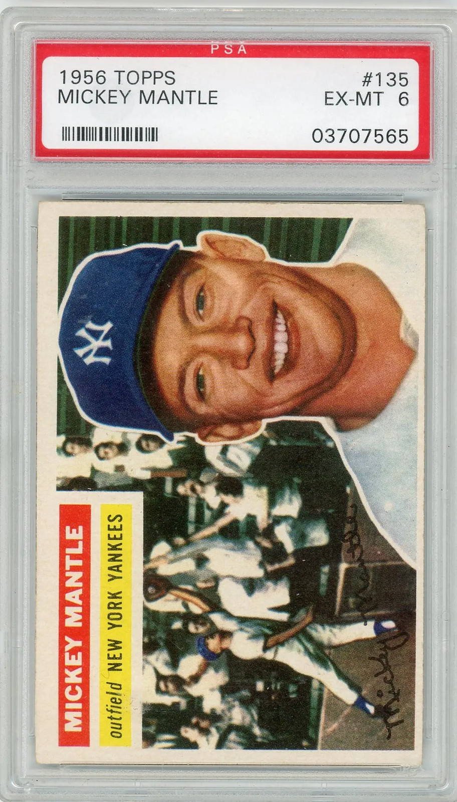1956 Topps Mickey Mantle #135 Gray Back PSA 6