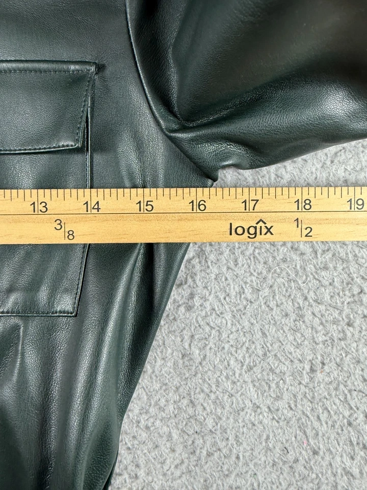 Vestido Missguided verde imitación cuero abotonado manga larga con cinturón para mujer talla 2 Foto 2 de 4