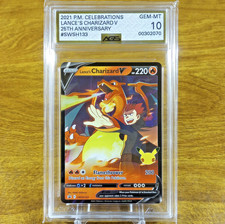 Pokemon Celebrations Black Star Promo Lance's Charizard V SWSH133 AGS Gem-MT 10