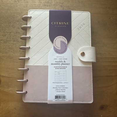 Blue Sky Citrine 2026 Calendar Planner Weekly New Year Faux Beige Suede Cover