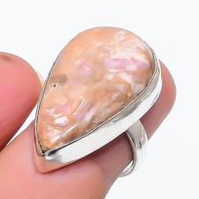 Rhodochrosite Gemstone Handmade 925 Sterling Silver Jewelry Ring Size 7 I448
