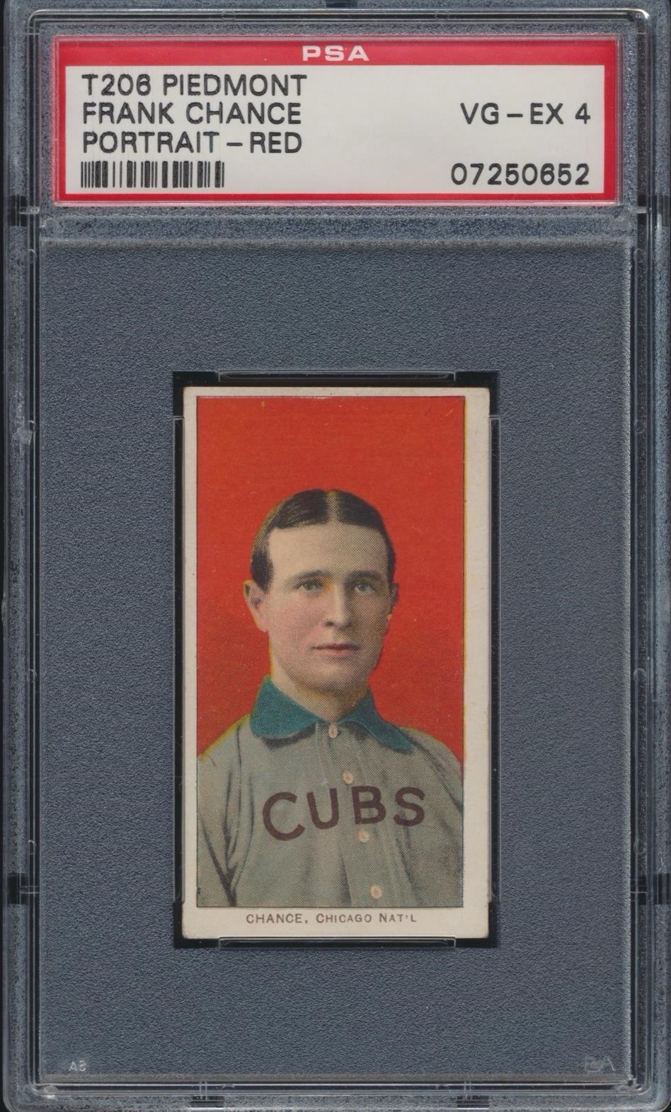 1909-11 T206 Set-Break Frank Chance Portrait-Red Piedmont 350 PSA 4 VG-EX