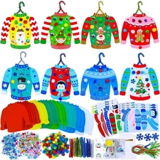 Winlyn 24 Sets Christmas Craft Kits Winter Crafts DIY Ugly Sweater Ornaments Dec