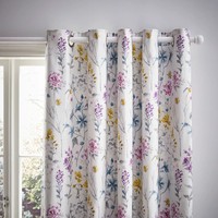 Laura Ashley Wild Meadow Eyelet Blackout Lined Curtains Multi W168 x Drop183cm