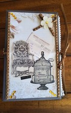 "COMMODORE" Junk Journal Handmade Book Mini Album w/ Pockets Ephemera 8.5x5.5