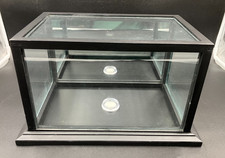 Black mirrored back wood  glass football display case 14" x 8" x 7.5"