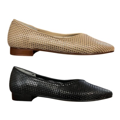 UPPER CLASS Damen Ballerina Leder perforiert spitz 4110 MADE IN ITALY
