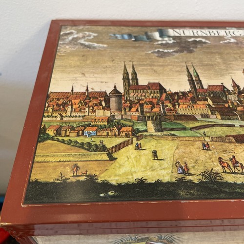 Vintage E. Otto Schmidt grande scatola di latta biscotti W. Germania Norimberga 12,5" - Foto 2 di 23