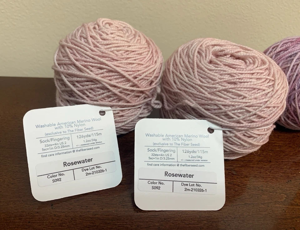 New Fiber Seed Sprout Sock Yarn Lot of Rosewater 5092 - Plus Bonus Purple - Image 2 of 4