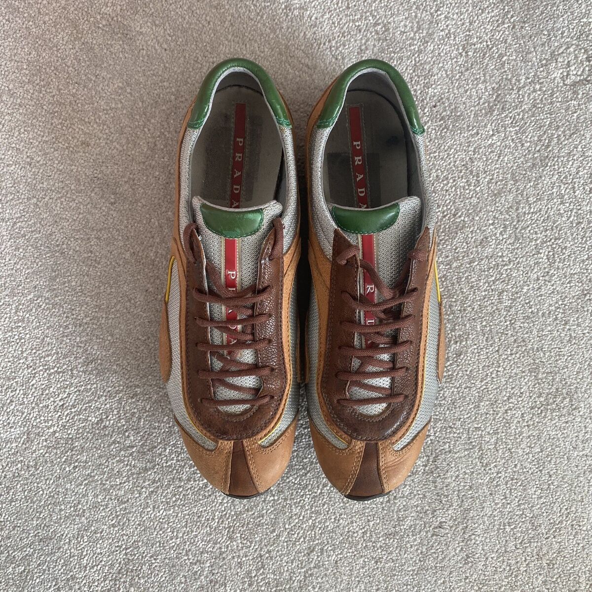 Vintage Prada Brown Leather Monte Carlo Sneakers Size US 6.5 Vintage Prada Brown Leather Monte Carlo Sneakers Size US 6.5