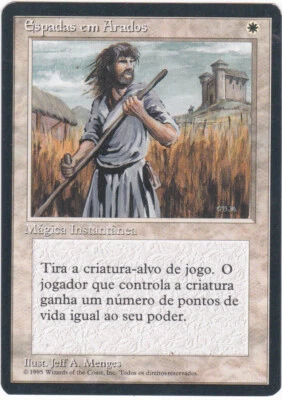 x1 Swords to Plowshares Fourth Edition BB 1995 MAGIC MTG PORTUGAIS EX-NM - Photo 1/2