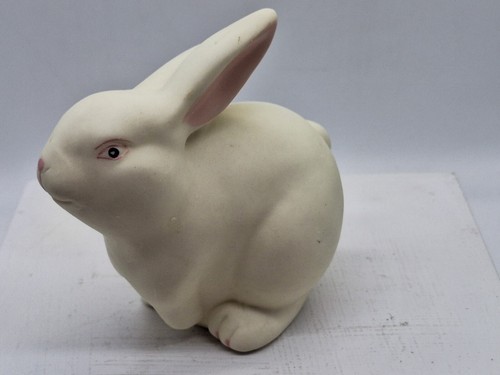 2 Dept. 56 White Rabbit Figurine Pink Ears Easter Spring Bisque 4 Inch Taiwan - Picture 4 of 12