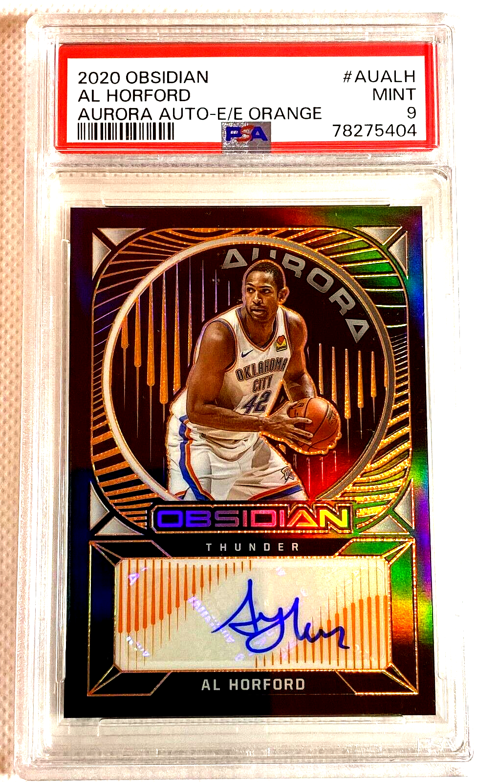 Al Horford SP /50 PSA 9 MINT 2020 AUTO OBSIDIAN AURORA ELECTRIC ORANGE G5404 