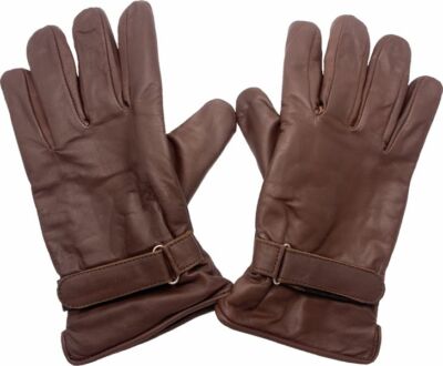 Western Leder Biker Vespa Reit Handschuhe braun 50s Rockabilly Gloves gefüttert