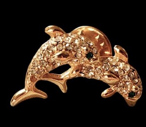 Swarovski Crystal Dolphin Porpoise Brooch Pin 