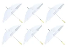 60" White Wedding Umbrellas, 6 Pack