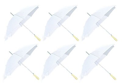 60'' White Wedding Umbrellas, 6 Pack