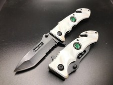 8.5" LEAF White Spring Assisted Folding EDC Pocket Knife