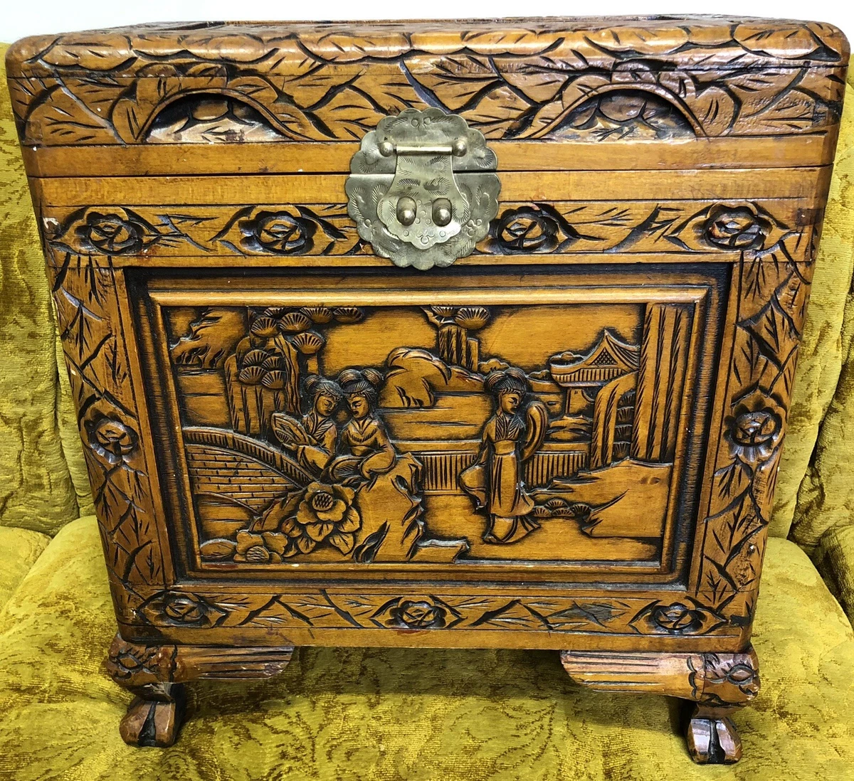 樟脑中国风木制箱子| eBay