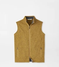 NWT - Peter Millar Men's Crown Fleece Sweater Vest Dijon Mustard Yellow XL
