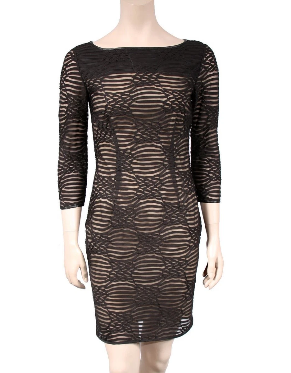 New CATHERINE MALANDRINO Black Lace Overlay Lined Party Cocktail