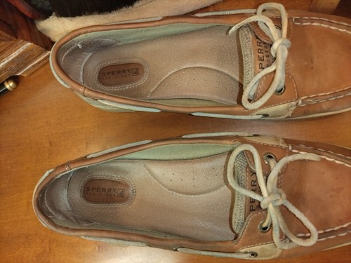 Sperry Women's Top Sider leather lace boat shoes LIGHT BROWN / Beige Size 10 - Picture 6 of 14