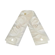 Colt 1911 White Pearl Acrylic Full-Size Gun Grips with Silver Medallions