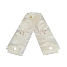 Colt 1911 White Pearl Acrylic Full-Size Gun Grips with Silver Medallions