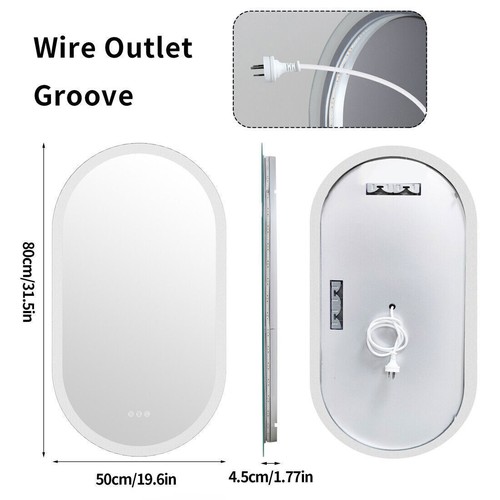 High Lumin Oval Bathroom LED Wall Mirror Backlit Vanity Mirrors Antifog Dimmable - Picture 44 of 58