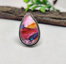 Pink Oyster Turquoise Gemstone Ring 925 Sterling Silver Handmade Amezing Ring