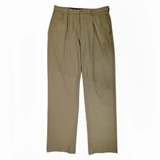 Cool 18 Pro by Haggar Mens Size 34 x 34 Beige Classic Fit Golf Dress Pants Chino