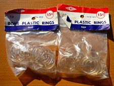  24 Vintage Newell Clear Plastic Bone Cafe Rings 11/16" Sew-In Curtain Drapery