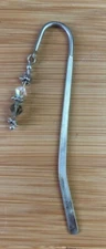 NEW Beautiful Silver Tone Hanging Beads Bookmark 5" long