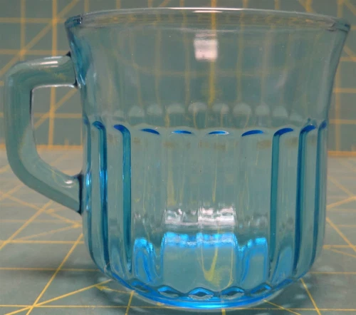 Fortecrisa Mexico Vintage Azure Ice Blue Ribbed Depression Glass Coffee Tea Cup