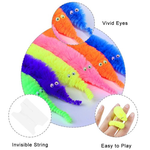 UP200PCS Magic Trick Twist Wiggly Worm Furry Teaser Funny Party Toy Xmas Gift - Picture 4 of 18