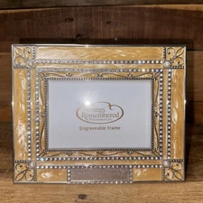 Things Remembered Jeweled & Swirled Gold Enamel Picture Frame, Fits 3.5" by 5"