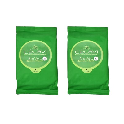 Natural Makeup Remover Cleansing Wipes Towelettes 2 Packs - 60 Sheets Cucumber
