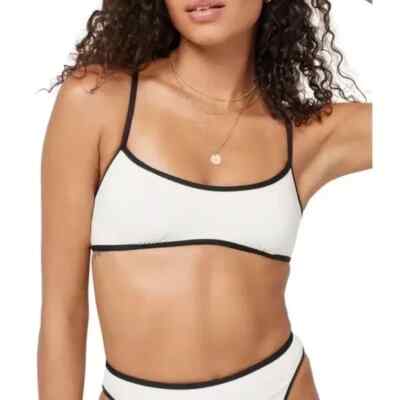 L Space Womens White Black Pamela Bikini Top L3661 Size XS