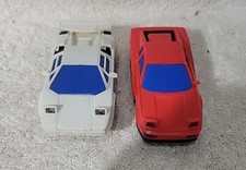  2 ARTIN 1/43 Slot Cars Red Ferrari Testarossa White Lamborghini Countach 5000